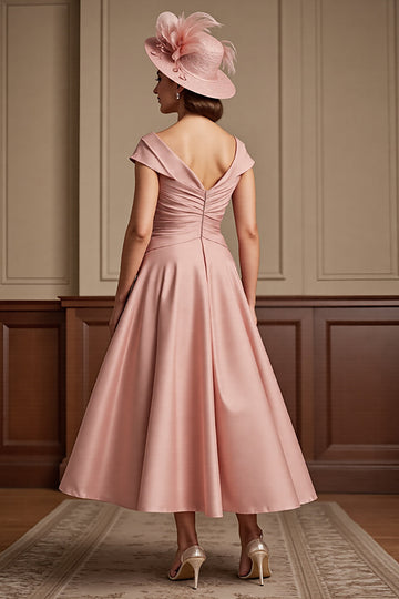 Dusty Rose A Line Midi Mother Of The Bride Dress